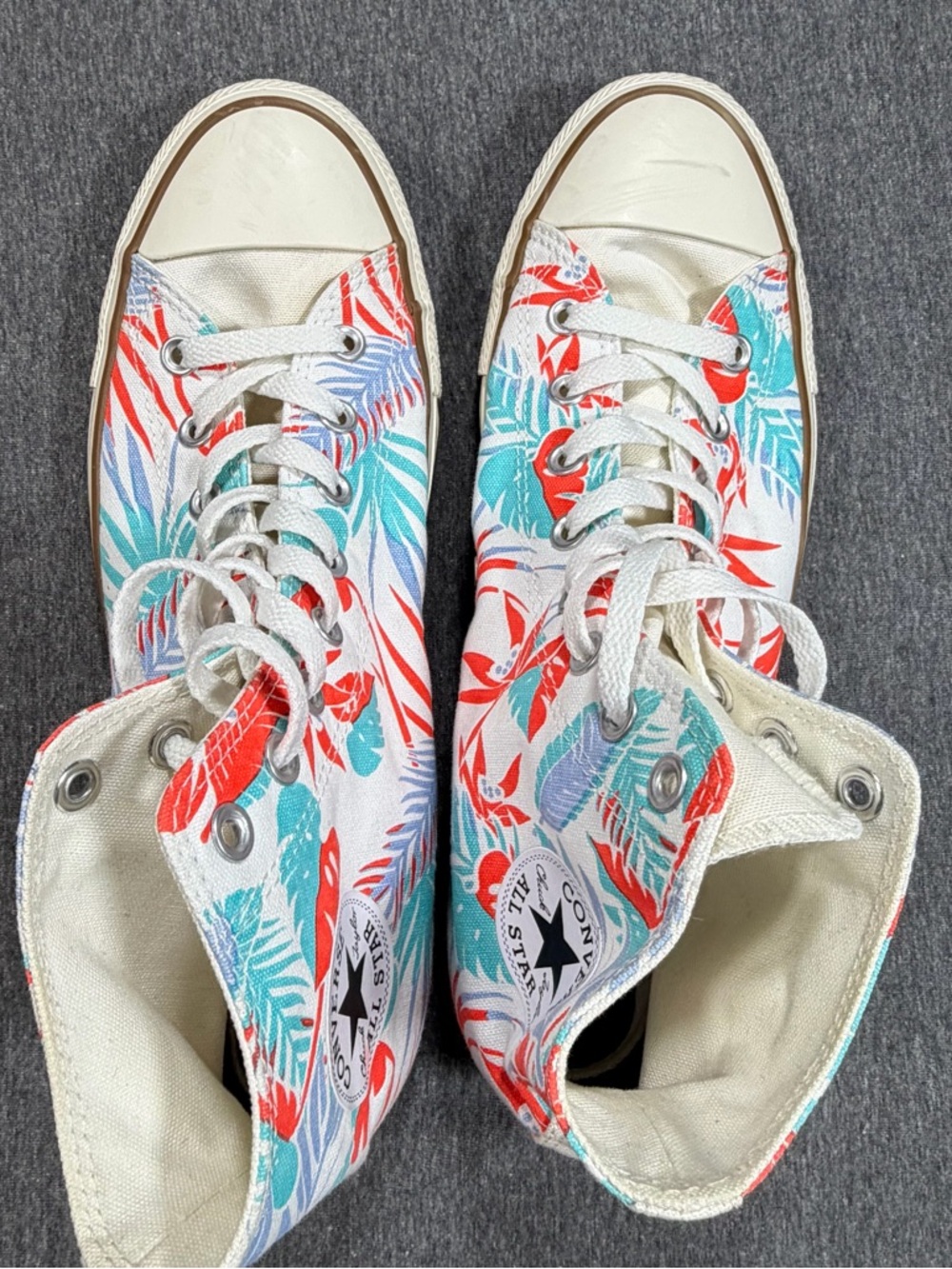 Converse All Star Chuck Taylor High Top Sneakers Tropical Print Mens Size 10 - Picture 7 of 10